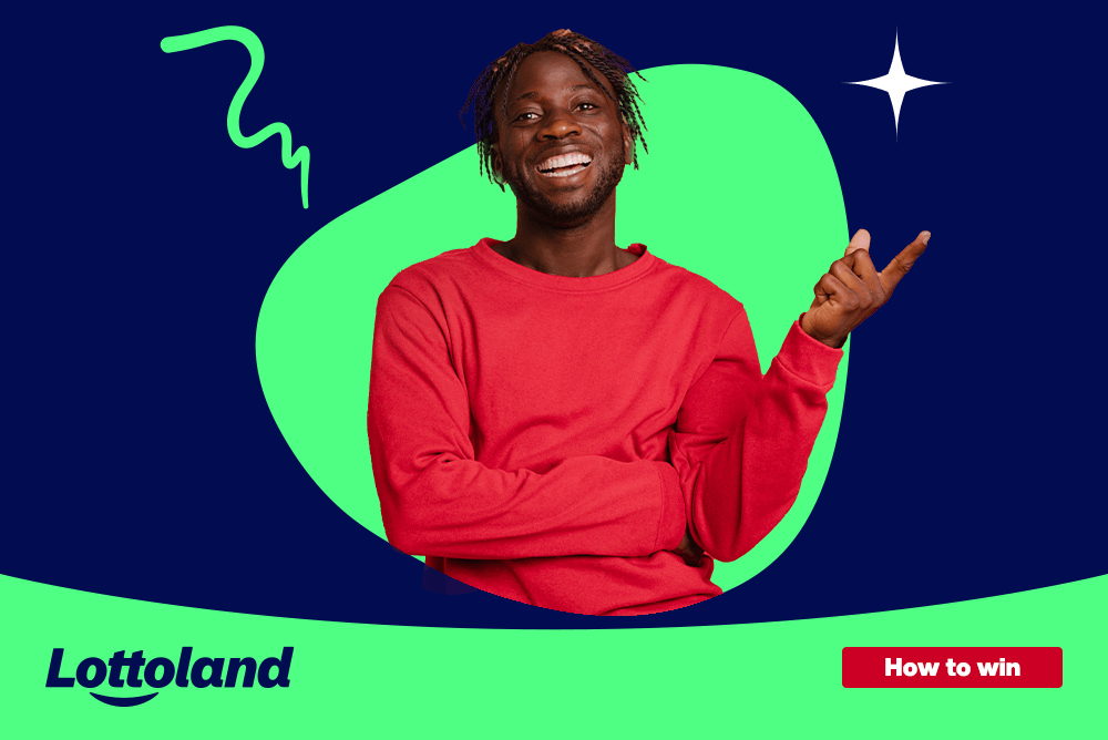 A man on a vibrant background happy after finding out how to win the lotto in SA