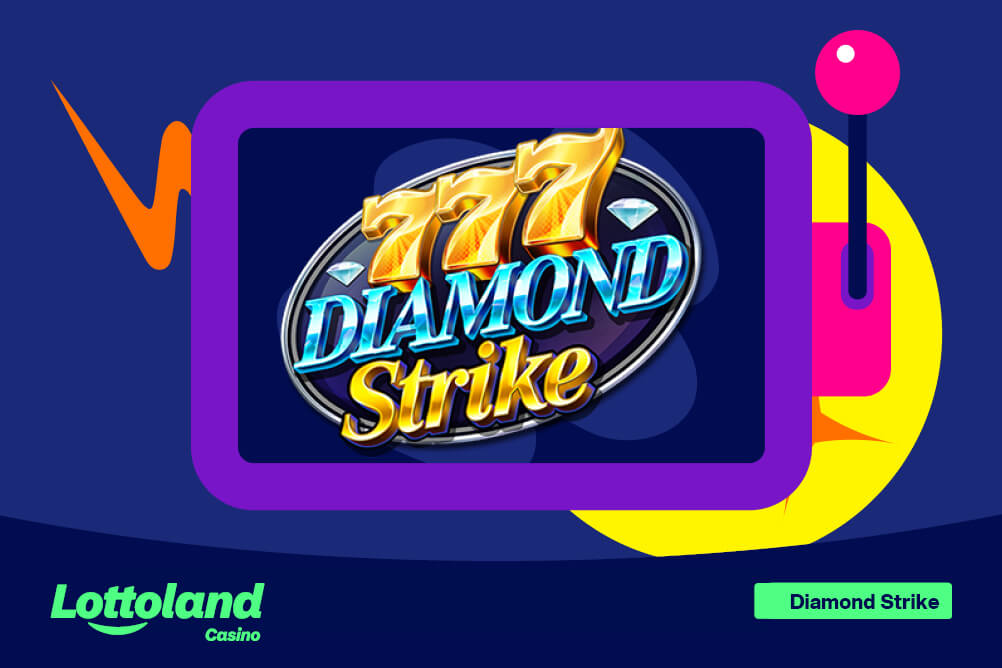 The Diamond Strike slot logo on a lottoland branded background